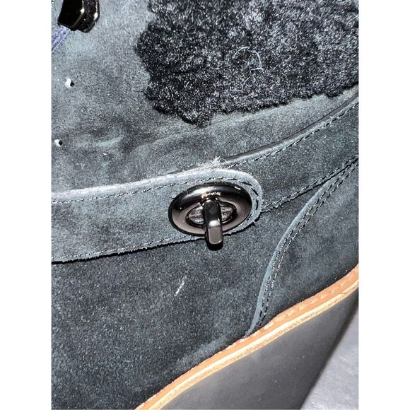 Coach Winter Wegde Black Suede Lace Up Bootie 7 KENNA - Picture 9 of 10